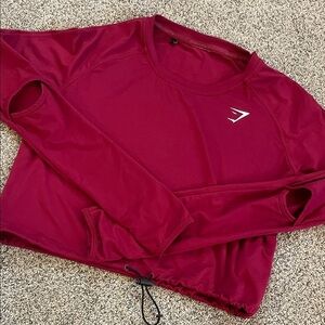 Gym shark maroon long sleeve crop top medium